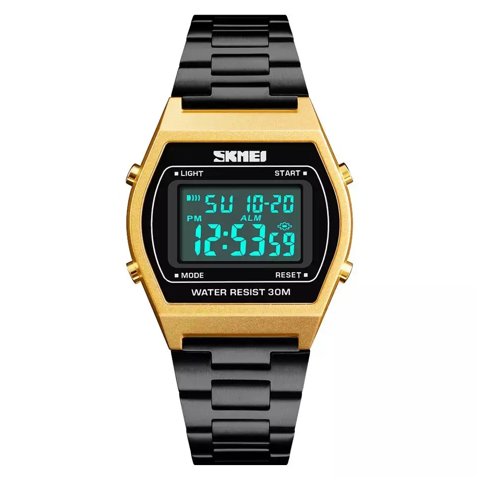Наручные электронные ретро часы Skmei 1328 Золотистый Винница - изображение 2
