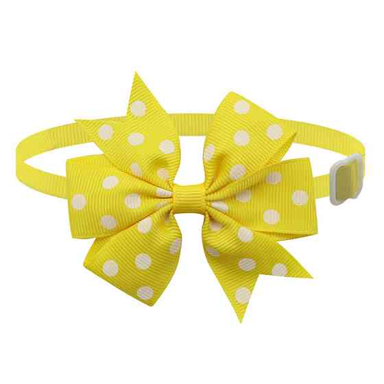 Бантик на шею для собак и котов one size желто-белый Киев