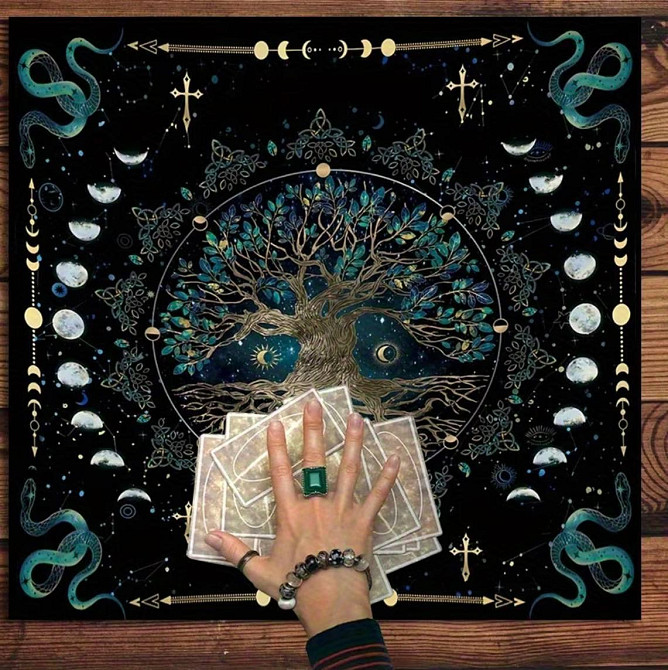 Скатерть для таро Дерево жизни 49×49 см, коврик для карт таро, рун, алтарная ткань Киев - изображение 1