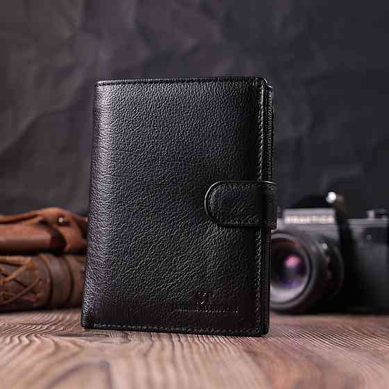 Чоловічий шкіряний гаманець з блоком для документів, чорний (ST Leather) Київ