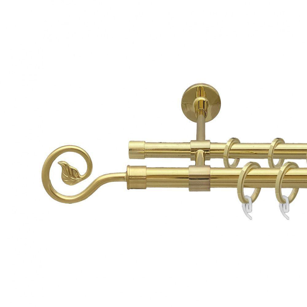 Карниз Orvit Лукка металевий дворядний закритий гладка труба кільце фасонне металеве  Золото 19\16 мм 160 см (00-00009354) Львів - фото 1