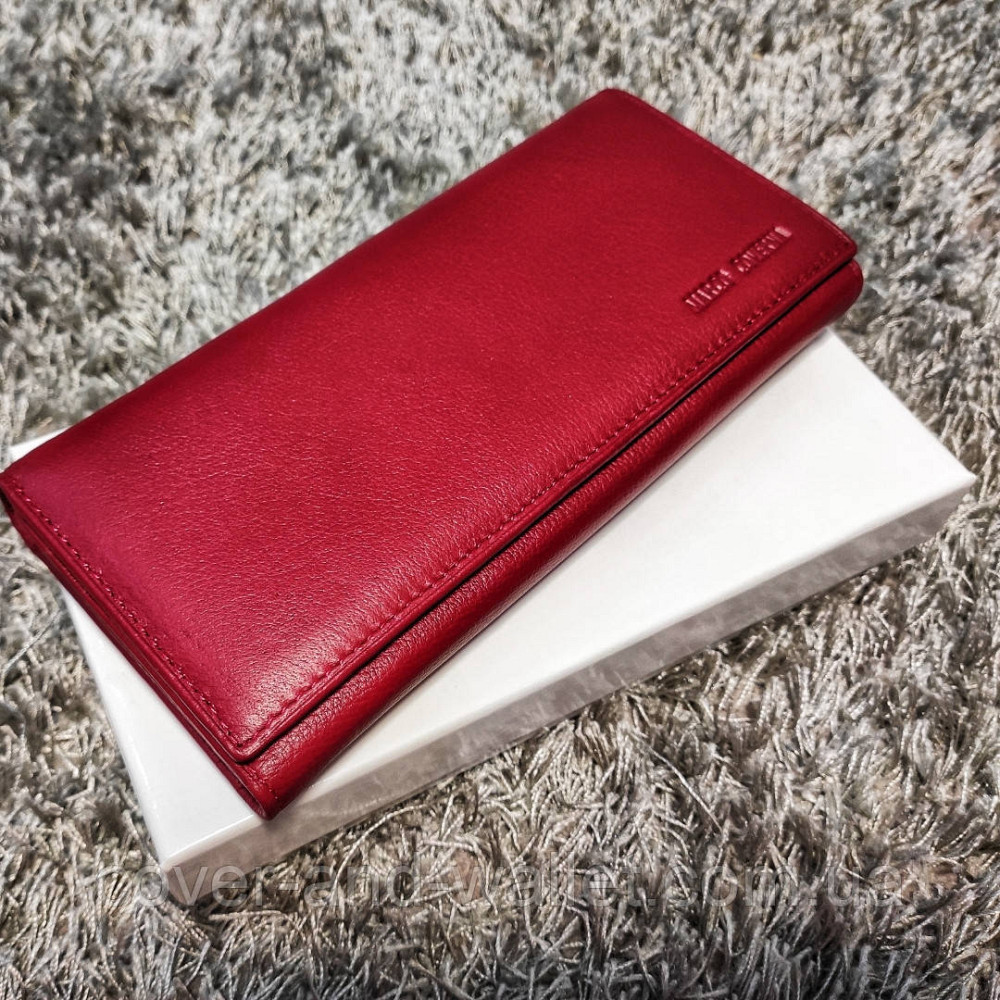 Бордовый женский кожаный кошелек на магнитах с кредитницей Marco Coverna Киев - изображение 3