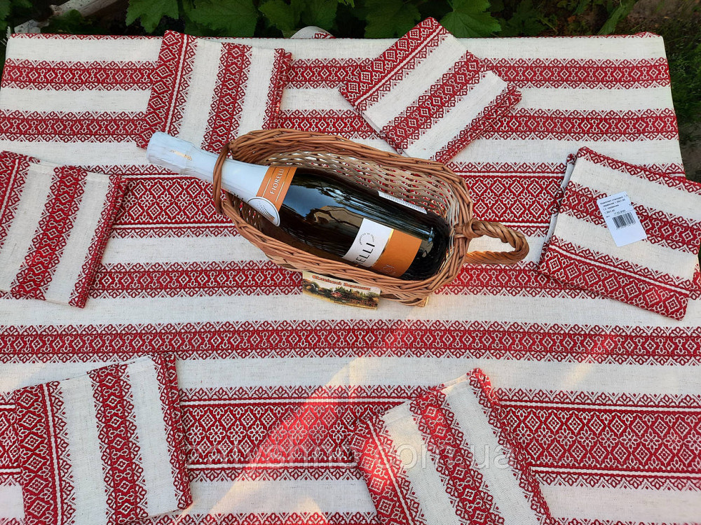 Вишита скатертина червона на хлопку в українському стилі 120*140 Киев - изображение 9