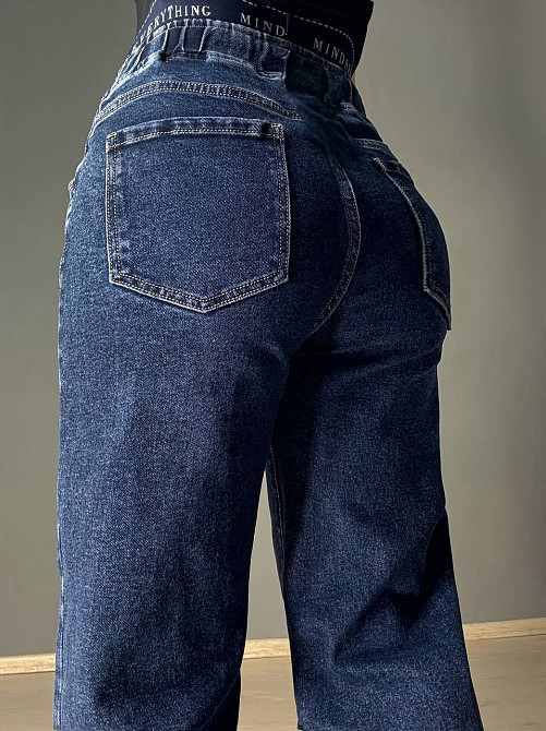 Джинси жіночі LDM 0249 палаццо батал з резинкою на поясі великі розміри сині, синій, З4, 34, 94 см, 120 см Київ - фото 6