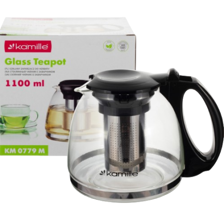 Заварник 1100мл зі з'ємним ситечком скло/нержавіюча сталь 0779M KAMILLE Житомир