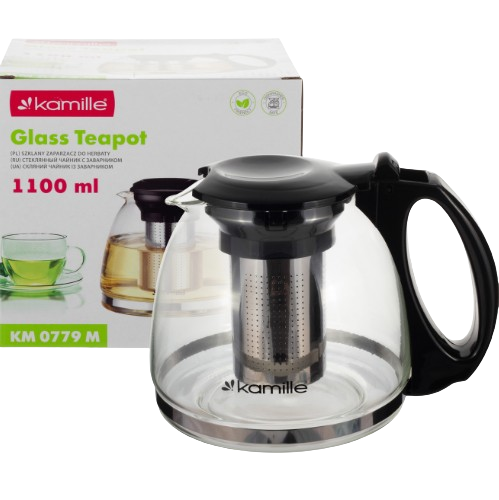 Заварник 1100мл зі з'ємним ситечком скло/нержавіюча сталь 0779M KAMILLE Житомир - фото 5
