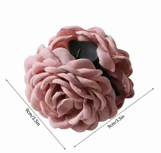 Крабик для волос с цветком розы пудровый 9 см, заколка краб для волос цветок, большой женский аксессуар для прически Киев