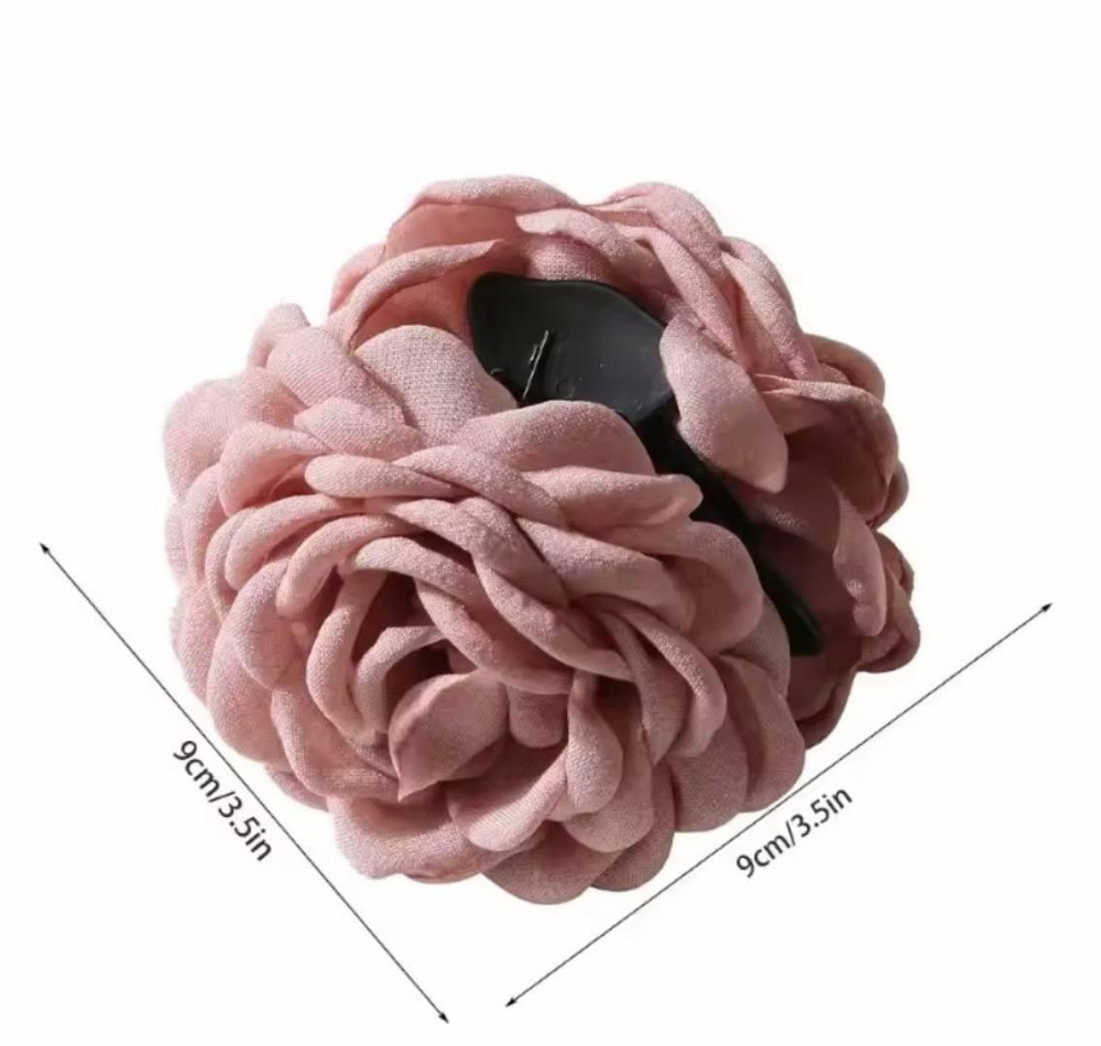 Крабик для волос с цветком розы пудровый 9 см, заколка краб для волос цветок, большой женский аксессуар для прически Киев - изображение 3