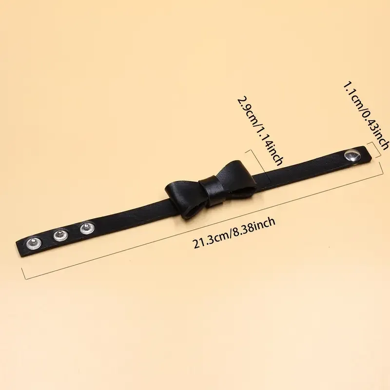 Браслет из PU-кожи с бантом – черный стильный аксессуар Киев - изображение 2