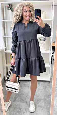 Женское базовое повседневное платье микро вельвет Графит, 50/52 Одесса
