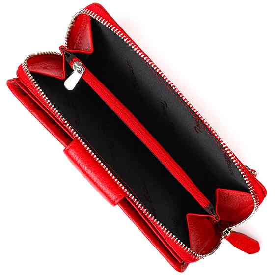 Місткий жіночий гаманець з блоком для карт та документів з натуральної шкіри Tony Bellucci 21956 Червоний Київ