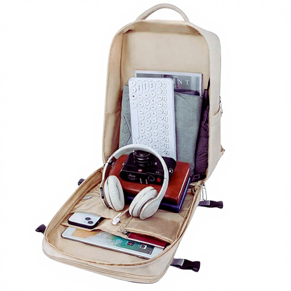 Рюкзак городской для путешествий дорожный с влагозащитой материал с портом для заряки 40х20х25 см,бежевый Каменец-Подольский - изображение 3