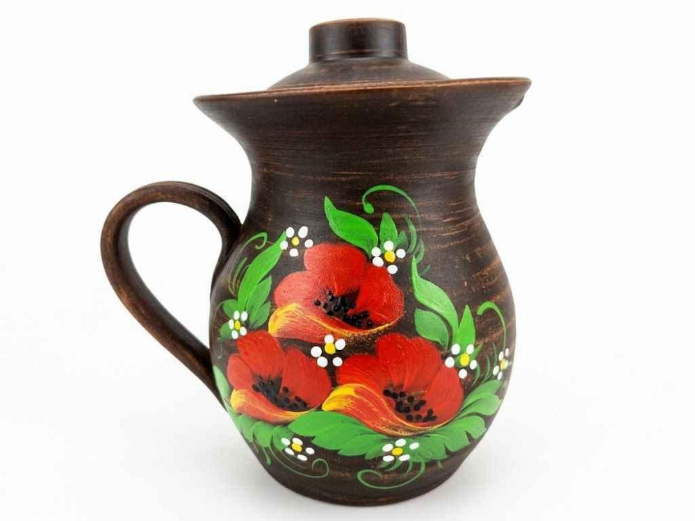 Глечик 1,4л з ручкою та кришкою гончарний мак 45170 ТМ СЛОВЯНОЧКА Київ - фото 1