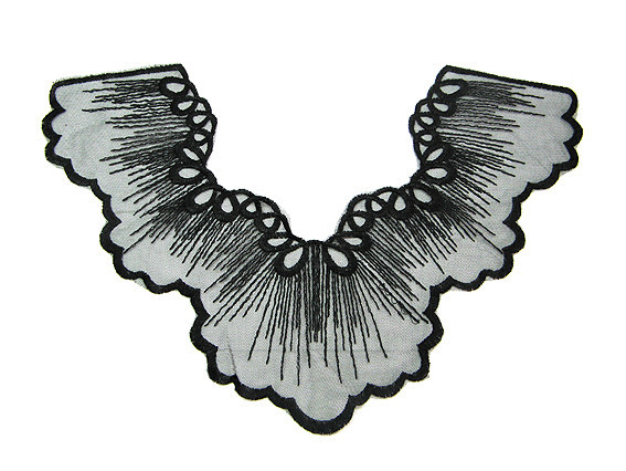 Воротник ажурный черный пришивной Киев - изображение 1