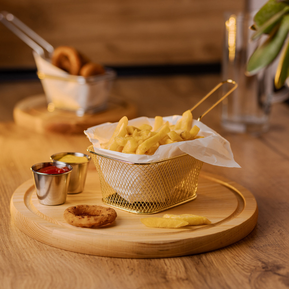 Кошик сервірувальний для картоплі фрі та снеків 14×10×6 см Золото HP-19-9-G Коломия - фото 4