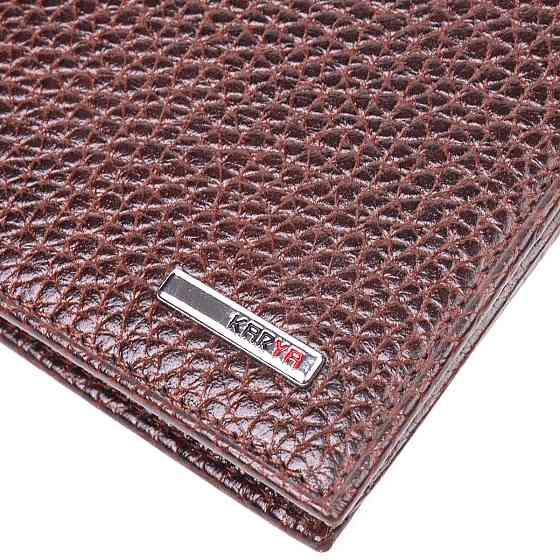 Мужской кошелек без застежки из натуральной зернистой кожи KARYA 21365 Коричневый Киев