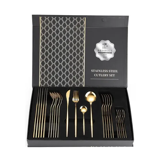 Набор столовых приборов Kitchen Ware 24 шт из нержавеющей стали на 6 персон Gold Коломия