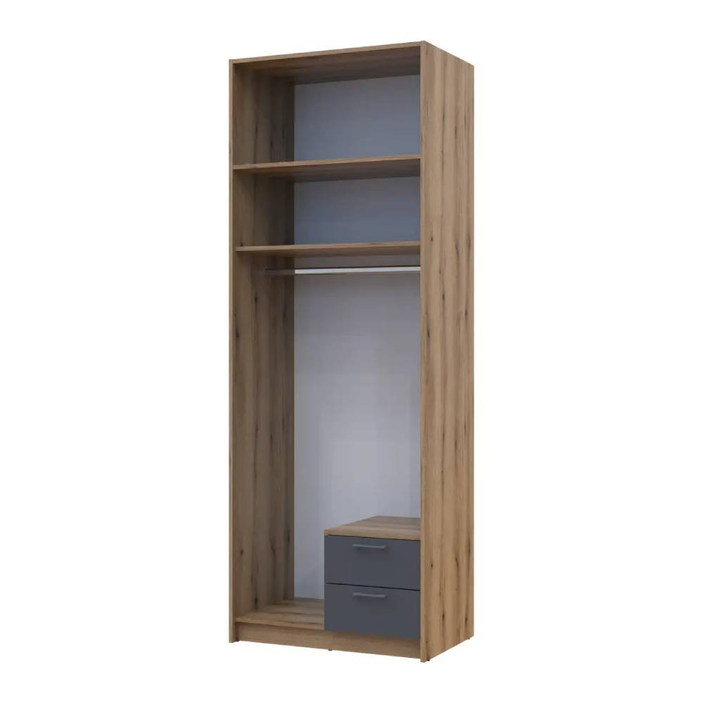 Шафа для одягу Doros Ронді з антресоллю і дзеркалом Дуб Артизан/Графіт 2ДСП 82х52х236 DRS-011675 (80737810) Дніпро - фото 3