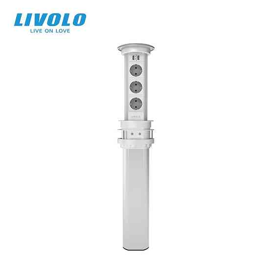 LIVOLO Розумна Wi-Fi висувна потрійна розетка з подвійною USB та бездротовою зарядкою Livolo (V Коломия