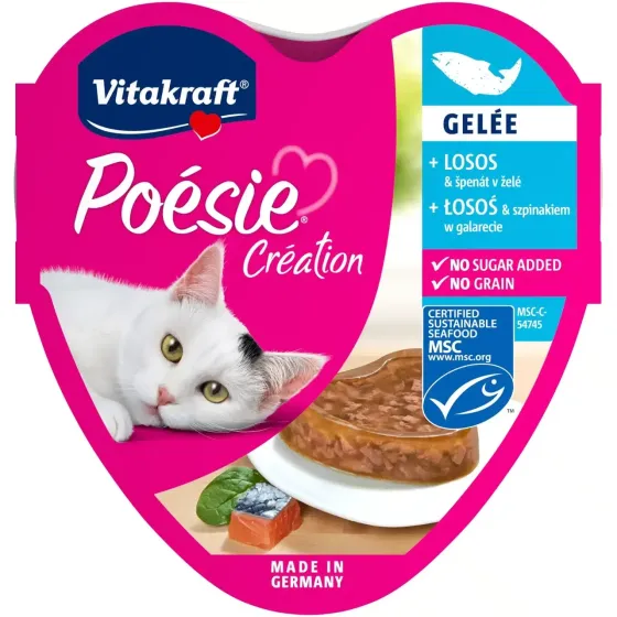 Влажный корм для кошек Витакрафт Vitakraft Poésie Créat с лососем и шпинатом в желе, 85 г Винница