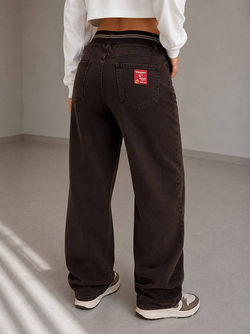 Джинси жіночі Vanver 82226 Mom Baggy банани на резинці великі розміри коричневі, коричневий, 31, 31, 90 см, 114 см Київ - фото 3