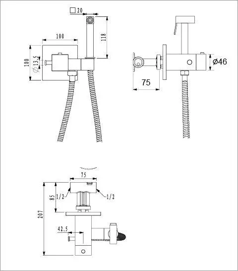 Гігієнічний душ GAPPO G7207-60 із термостатом, чорний Київ - фото 9