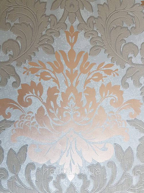 Шпалери метрові вінілові на флізелін Marburg Villa Romana класичні вензелі завитки золотисті коричневі Київ - фото 4