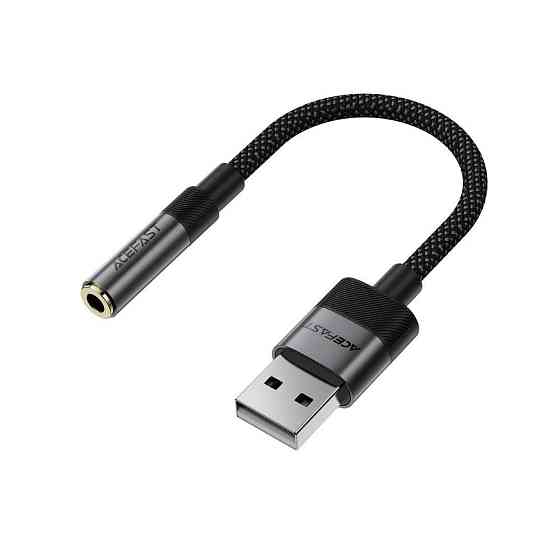 Аудио кабель ACEFAST J13 USB-A to 3.5mm female, nylon braid, 0.15m, Black Одесса