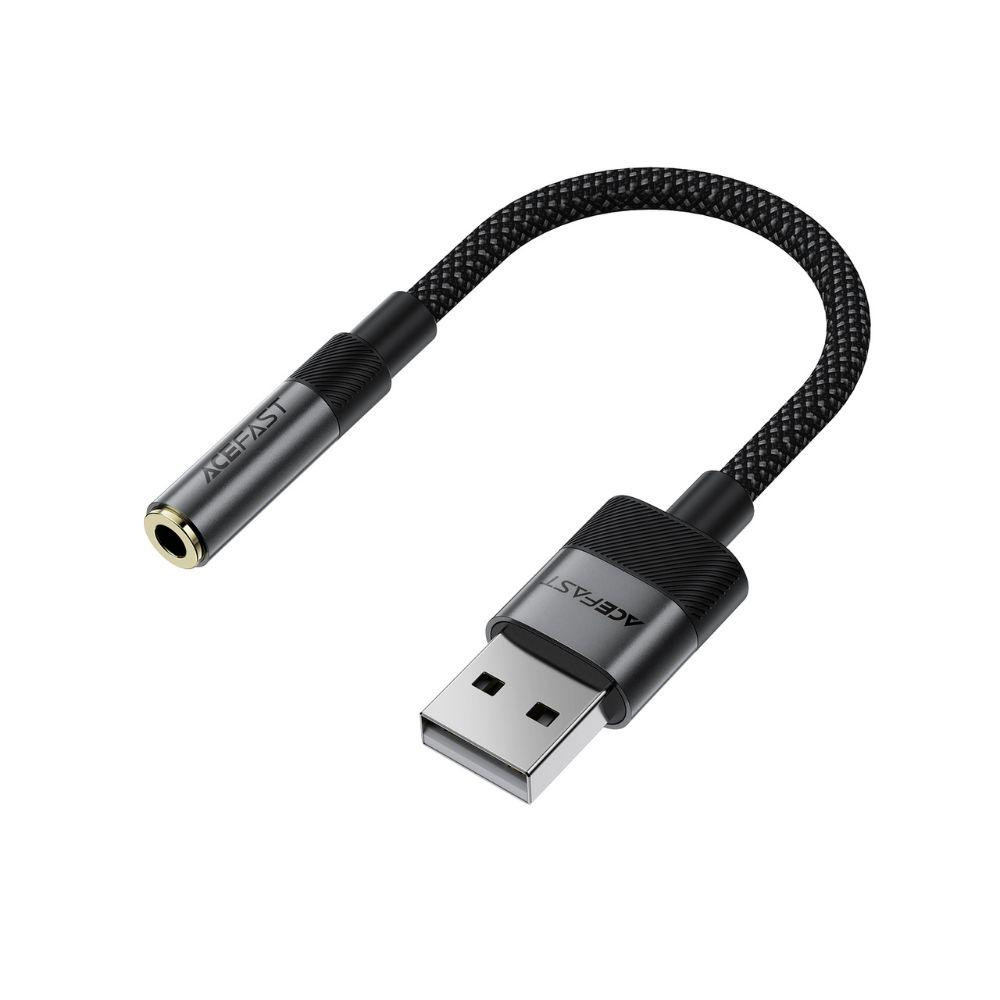 Аудио кабель ACEFAST J13 USB-A to 3.5mm female, nylon braid, 0.15m, Black Одесса - изображение 1