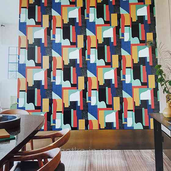 Шпалери флізелінові еко Khroma Zoom Goja 0.53х10.05 м абстракція геометрія червоний синій жовтий чорний білий Київ