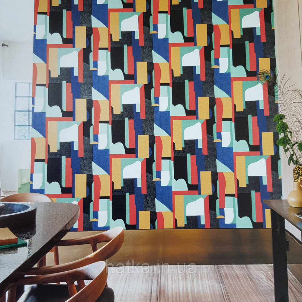 Обои флизелиновые эко Khroma Zoom Goja 0.53х10.05 м абстракция геометрия красный синий желтый черный белый Киев - изображение 1