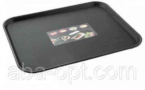 Піднос "Антисліп" для офіціанта чорного кольору прямокутний 46 х 36 см (шт) Одеса