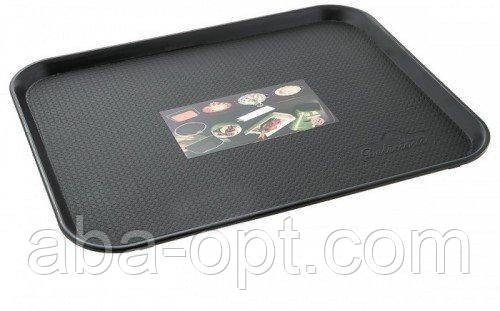 Піднос "Антисліп" для офіціанта чорного кольору прямокутний 46 х 36 см (шт) Одеса - фото 1