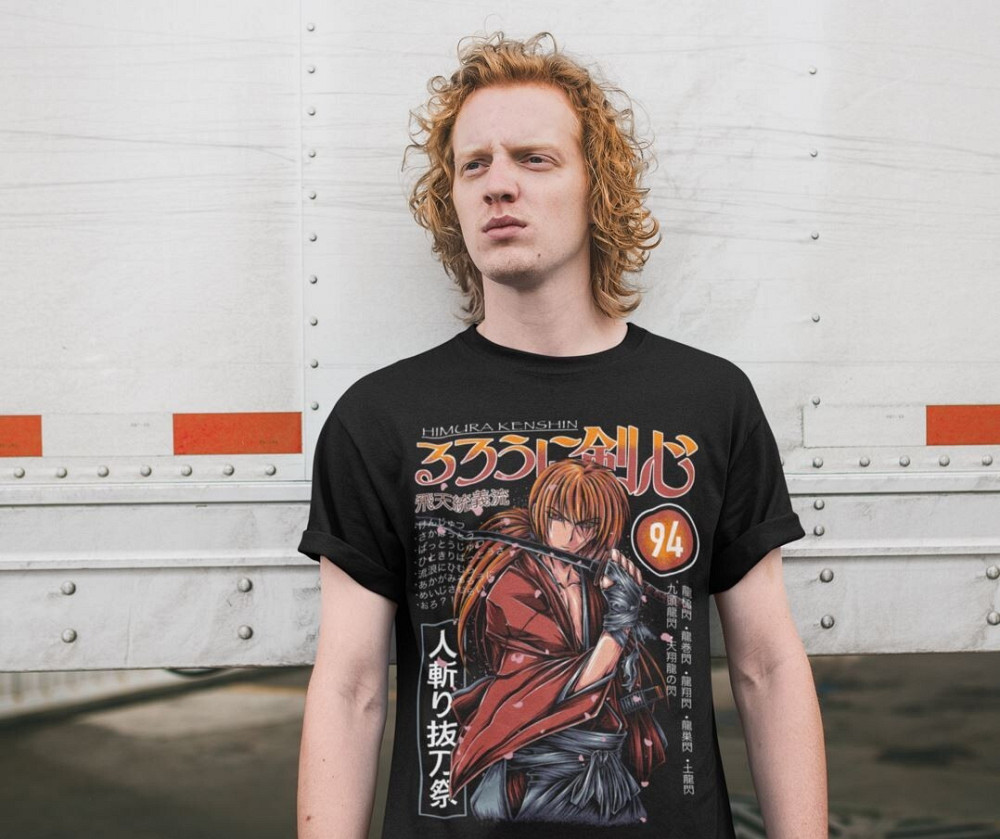 Футболка для мальчика аниме Руроуни Кенсхин Самураи Кс оверсайз (рост от 165 до 180 ) Черний AnimeJ1189m Днепр - изображение 3