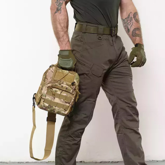 Мужская брезентовая сумка через плечо, Сумка через плечо из военной ткани Мужская рюкзак слинг RH-13 Киев - изображение 1