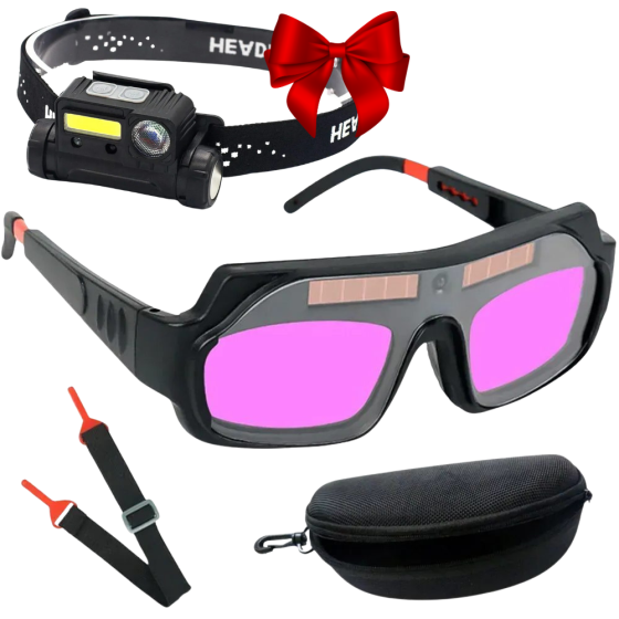 Захисні зварювальні окуляри Хамелеон + Подарунок Налобний ліхтар BL-123 / Окуляри зварювальника / Окуляри із затемненням Київ