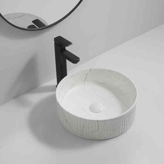Раковина накладна Mixxus Premium WAVE-0102 MARBLE 370х370х130mm   ( MP6528 ) 31397 Харьков