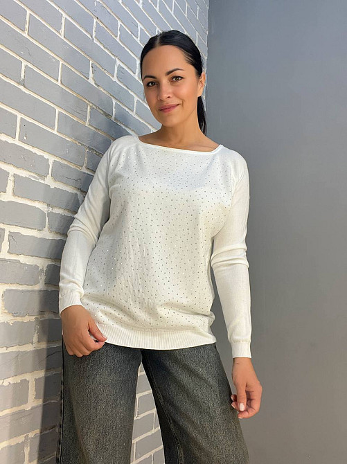 Джемпер женский ACCORDDREAM 9067 тонкий свитер россыпь камней, белый, one size Киев - изображение 8