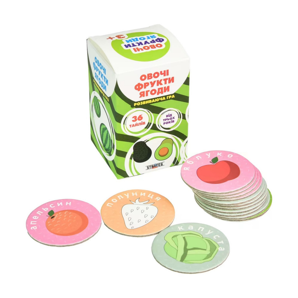 Развивающая настольная игра «Овощи, фрукты, ягоды» 30772, 36 карточек Винница - изображение 2