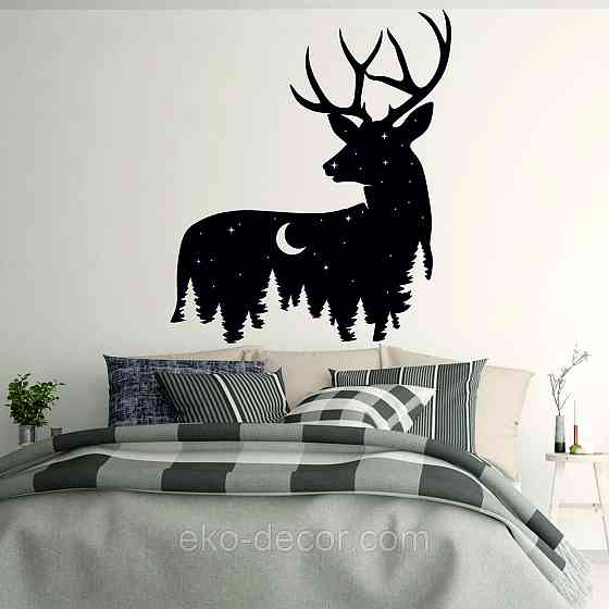 Декоративное настенное Панно «Новогодний олень» Декор на стену 110*92 см, Черный Киев