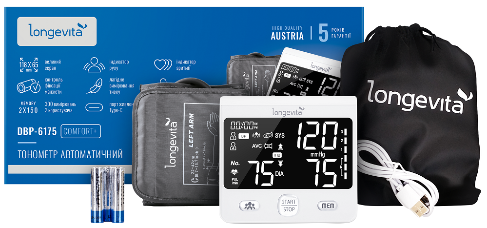 Автоматичний тонометр Longevita DBP-6175 (6900282) Київ - фото 1