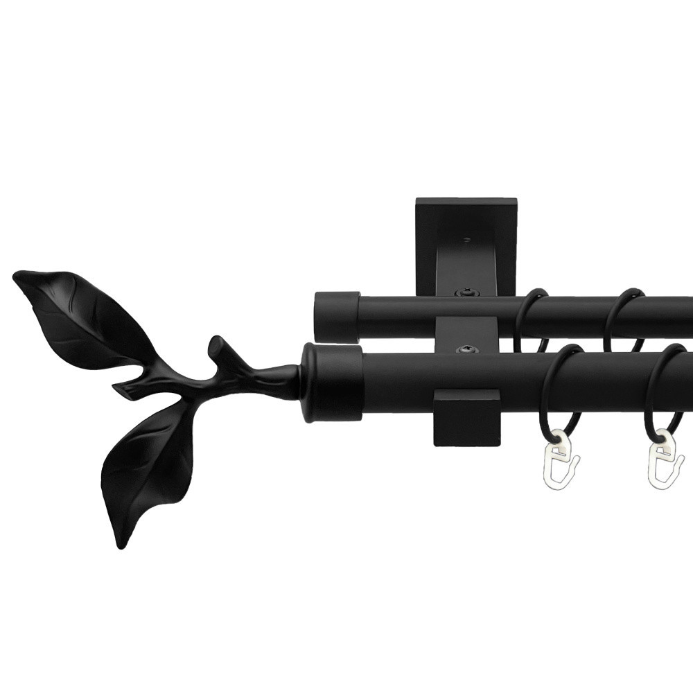 Карниз Orvit Листок Троянди металевий дворядний техно гладка труба кільце металеве Чорний Оксамит 25\19 мм 200 Львов - изображение 1