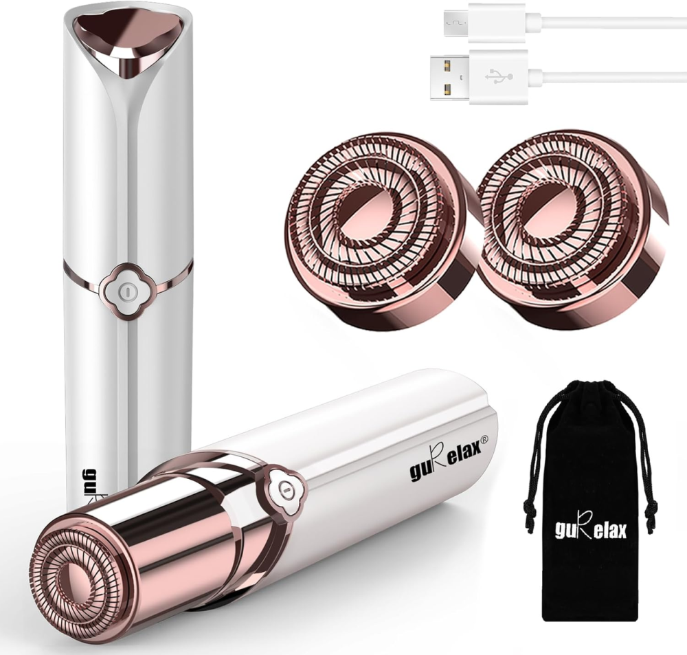 Женский триммер для лица Gurelax SF-1010, аккумуляторный USB, 2 сменные головки, LED-подсветка, бритва для лица Киев - изображение 2