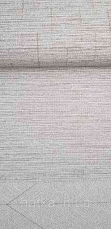 Шпалери вінілові на флізеліні Rasch Golden Hour метрові тонка смужка соломка під тканину бежево-сірі Київ