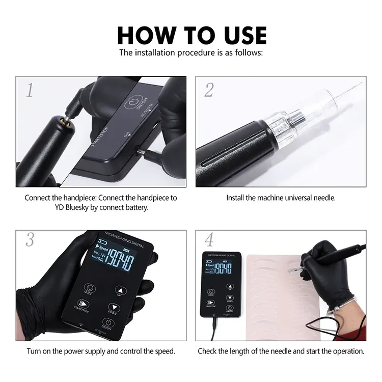 Тату машинка для перманентного макияжа татуажа с сенсорным дисплеем, 10 игл, для бровей, глаз, губ, игла-дюза Киев - изображение 8