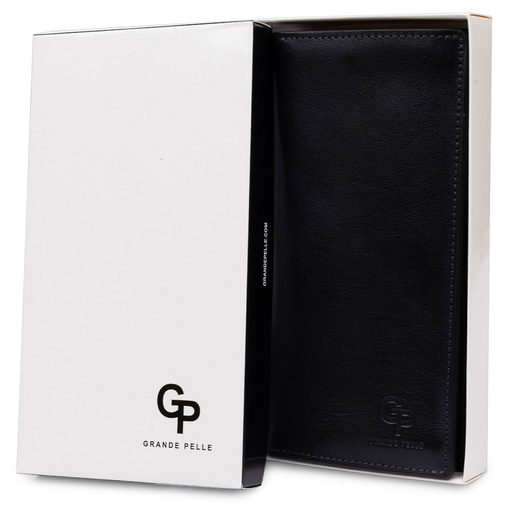 Вертикальне шкіряне портмоне унісекс GRANDE PELLE 11556 Синій Київ - фото 10