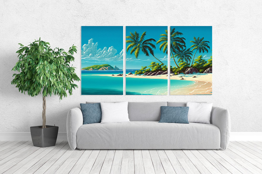 Модульна картина у вітальню/ спальню   Пляж      ART-163_3A 70х130 см Київ - фото 2