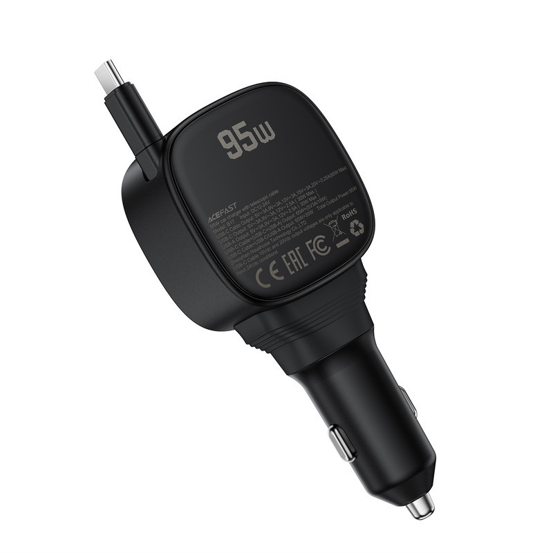Автомобильное зарядное устройство ACEFAST B17 95W car charger with telescopic cable Black Одесса - изображение 4