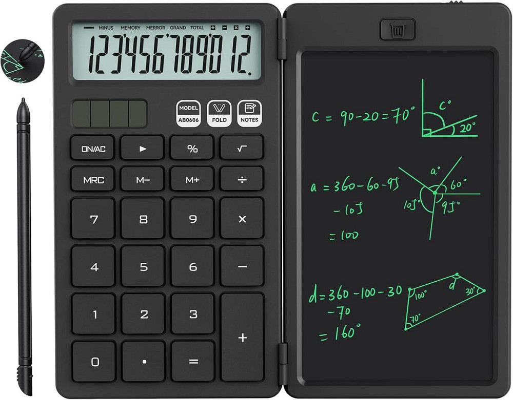 Калькулятор NEWYES 2-in-1 чорний 6.5" LCD великі кнопки великий екран портативний настільний solar/CR1220 Київ - фото 1