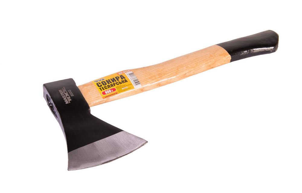 Топор MASTERTOOL 800 г HRC 50 ручка из дерева с полимерной защитой 420 мм 05-0128 Ровно - изображение 1